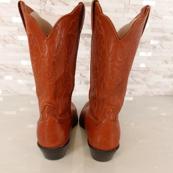 Road Wolf Boots 7 M Women Western Cowboy Outland Leather Rodeo Daisy Duke Cognac - Picture 9 of 16